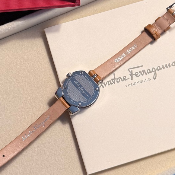 Salvatore Ferragamo Leather Strap Watch Tan/Silver – Boxed – Retail $400+ - Picture 3 of 4